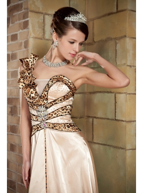 Strapless Champagne Column One Shoulder Celebrity Dresses