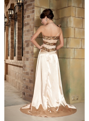 Strapless Champagne Column One Shoulder Celebrity Dresses