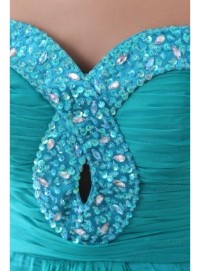 Aqua Blue Sweetheart Beaded Prom Dress with Knee-length