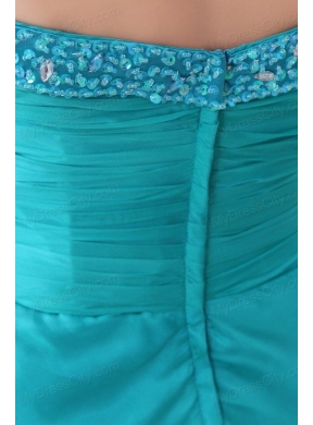 Aqua Blue Sweetheart Beaded Prom Dress with Knee-length