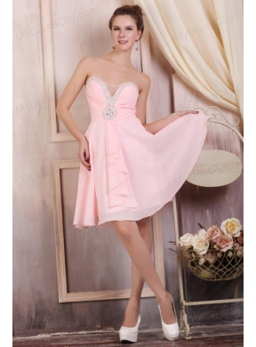 Baby Pink Empire Sweetheart Short Prom Dress with Beading