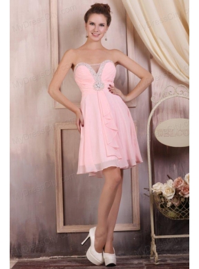 Baby Pink Empire Sweetheart Short Prom Dress with Beading