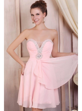 Baby Pink Empire Sweetheart Short Prom Dress with Beading