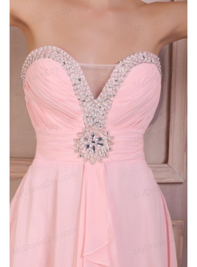 Baby Pink Empire Sweetheart Short Prom Dress with Beading