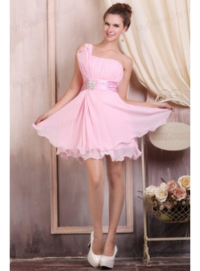 Baby Pink Strapless Short Mini-length Prom Dress with Beading