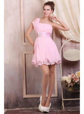 Baby Pink Strapless Short Mini-length Prom Dress with Beading