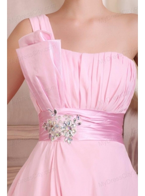 Baby Pink Strapless Short Mini-length Prom Dress with Beading