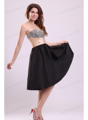 Discount A-line Sweetheart Knee-length Beading Taffeta Prom Dress