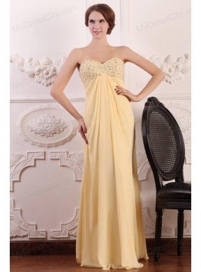 Light Yellow Empire Sweetheart Prom Dress with Beading