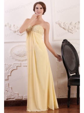 Light Yellow Empire Sweetheart Prom Dress with Beading