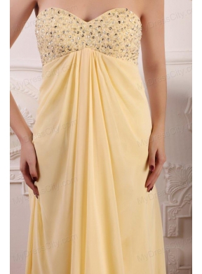 Light Yellow Empire Sweetheart Prom Dress with Beading