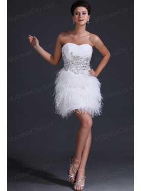 White Short Sweetheart Prom Dress with Embroidery and Beading