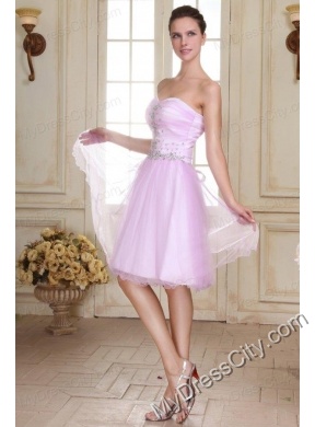 Sweetheart Short Beaded Decorate Organza Prom Dress in Lavender