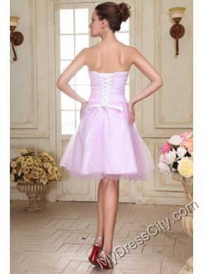 Sweetheart Short Beaded Decorate Organza Prom Dress in Lavender