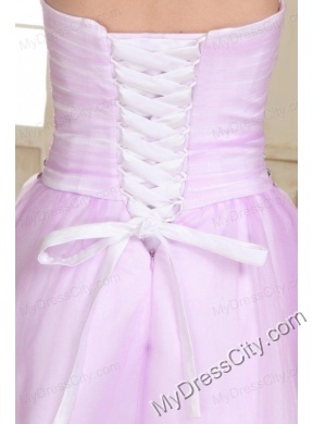 Sweetheart Short Beaded Decorate Organza Prom Dress in Lavender