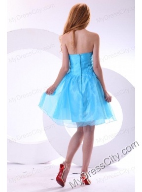 Aqua Blue Prom Dress with Strapless Beaded and Flowers