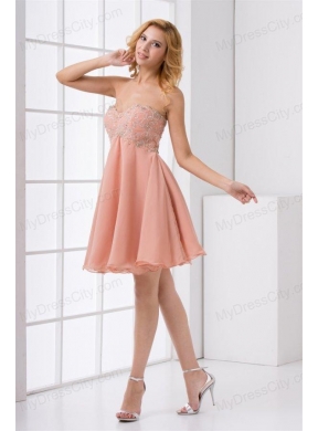 Cute A-line Sweetheart Beading Mini-length Chiffon Prom Dress