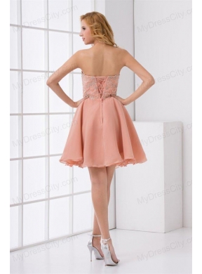 Cute A-line Sweetheart Beading Mini-length Chiffon Prom Dress