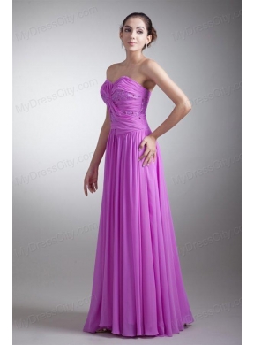 Elegant Empire Sweetheart Floor-length Lilac Beading Chiffon Prom Dress