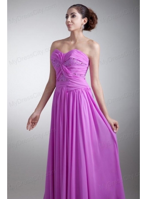 Elegant Empire Sweetheart Floor-length Lilac Beading Chiffon Prom Dress