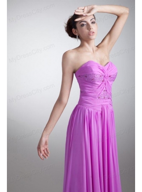 Elegant Empire Sweetheart Floor-length Lilac Beading Chiffon Prom Dress