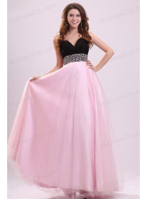 Empire Baby Pink Sweetheart Beading and Ruching Chiffon Prom Dress