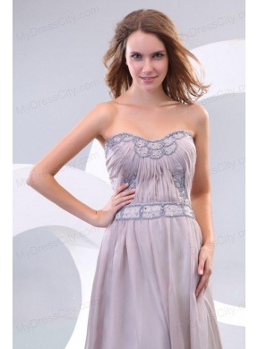 Empire Strapless Beading and Ruching Chiffon Floor-length Prom Dress