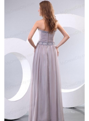 Empire Strapless Beading and Ruching Chiffon Floor-length Prom Dress