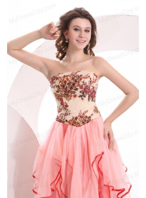 Informal Empire Sweetheart Watermelon Long Appliques Organza Prom Dress