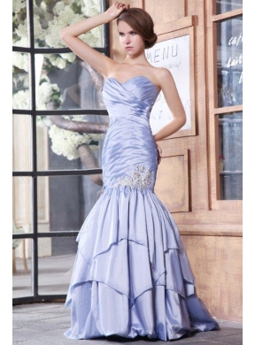 Mermaid Lavender Sweetheart Appliques with Beading Prom Dress