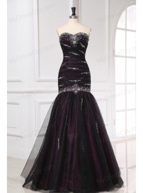 Mermaid Sweetheart Purple Tulle 2014 Perfect Prom Dress with Beading