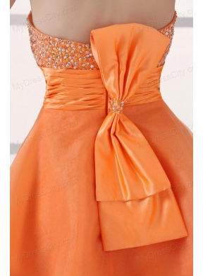 Orange Sweetheart Beaded Short Prom Dress Mini-length