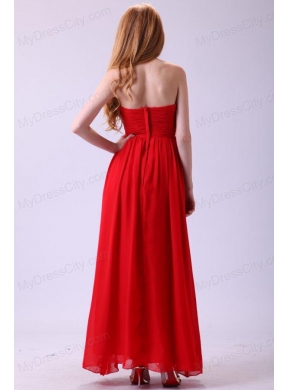 Red Empire Sweetheart Beading Floor-length Chiffon 2014 Prom Dress