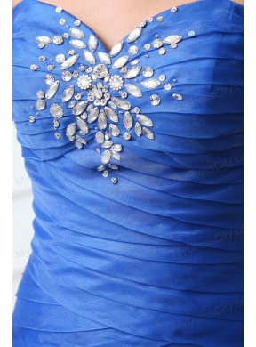 Sexy Blue Mermaid Sweetheart Floor-length Organza 2014 Spring Prom Dress with Beading