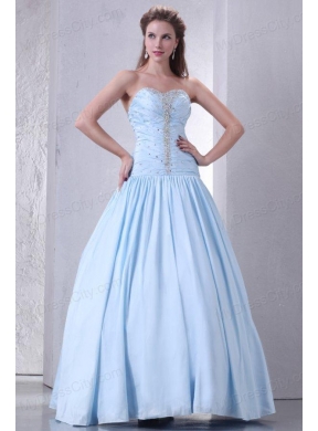 Sweetheart A-line Taffeta Beaded Decorate Prom Dress for 2014 Spring