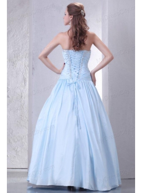 Sweetheart A-line Taffeta Beaded Decorate Prom Dress for 2014 Spring