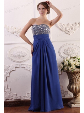 Sweetheart Chiffon Beading and Rhinestone Empire Prom Dress in Blue