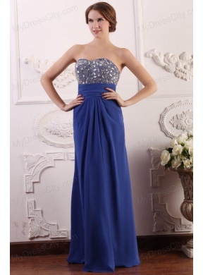 Sweetheart Chiffon Beading and Rhinestone Empire Prom Dress in Blue