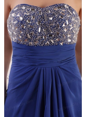 Sweetheart Chiffon Beading and Rhinestone Empire Prom Dress in Blue