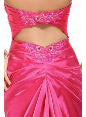 Sweetheart Column Appliques with Beading Prom Dress in Hot Pink