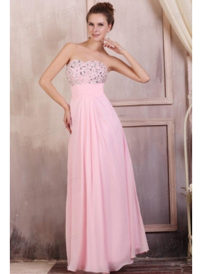 Sweetheart Empire Chiffon Beaded Decorate Prom Dress in Baby Pink