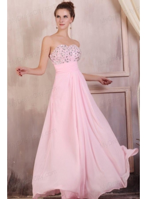 Sweetheart Empire Chiffon Beaded Decorate Prom Dress in Baby Pink