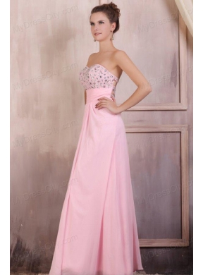 Sweetheart Empire Chiffon Beaded Decorate Prom Dress in Baby Pink