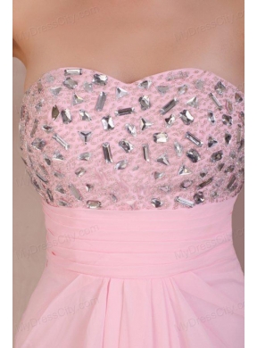 Sweetheart Empire Chiffon Beaded Decorate Prom Dress in Baby Pink