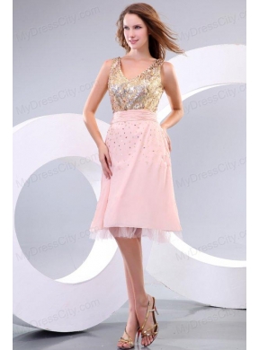 2013 Empire V-neck Sequins Knee-length Prom Dress