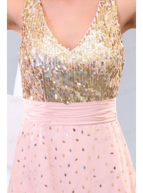 2013 Empire V-neck Sequins Knee-length Prom Dress