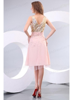 2013 Empire V-neck Sequins Knee-length Prom Dress