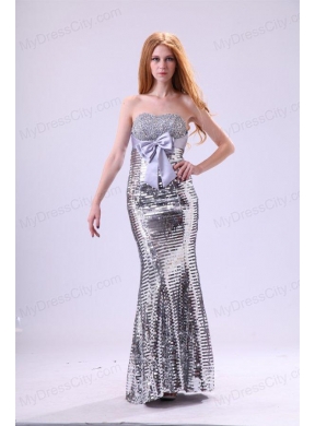 2014 Column Sweetheart Floor-length Grey Beading Sequins Prom Dress