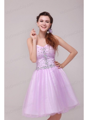 A-line Lavender Sweetheart Beading Prom Dress for Summer