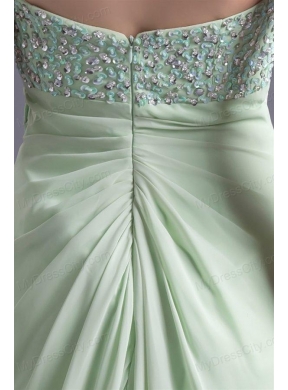 A-line Sweetheart High-low Green Beading Chiffon Prom Dress